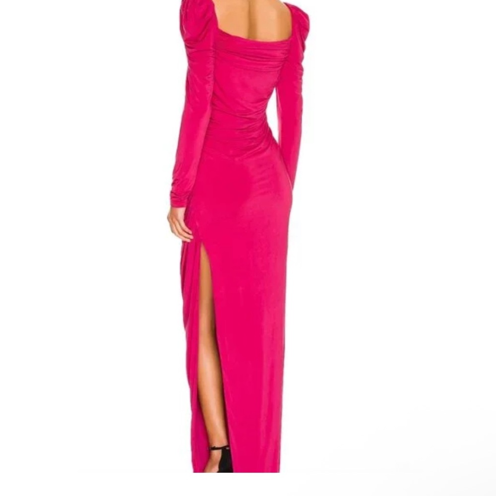 MAJORELLE Pink Slit Gown with Puff Sleeves - Picture 3 of 3